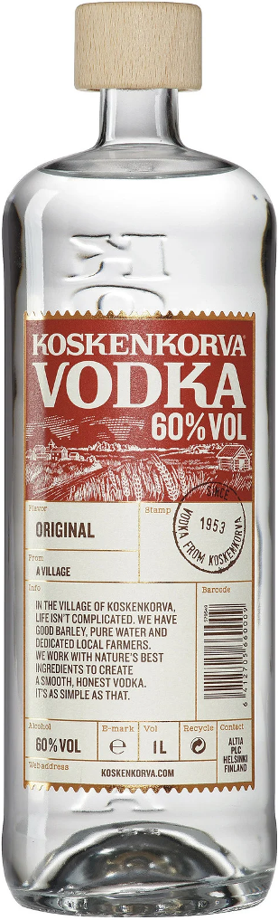 Водка Koskenkorva Vodka, Original 60%, 1.0 л. купить водку в Москве ...