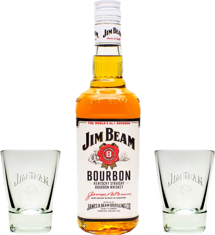 Виски Jim Beam, gift box with 2 glasses, 0.7 л. купить Джим Бим, в п/у ...