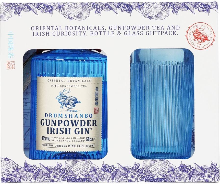 Джин Drumshanbo Gunpowder, Irish Gin, with glass in gift box, 0.5 л