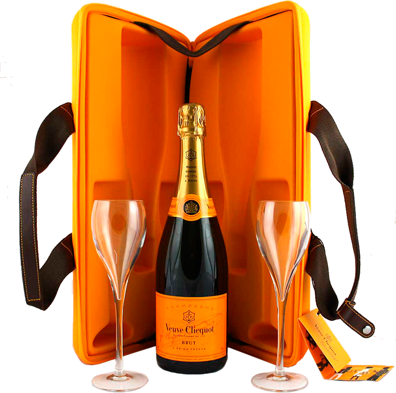 veuve clicquot traveller pack with 2 glasses